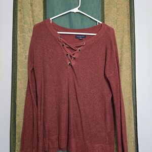 American Eagle Outfitters Lace-Up Rust Sweatshirt